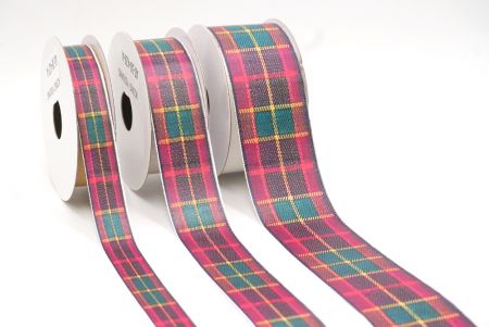 Lebhaftes Rot, Grün und Goldenes Karoband_AI